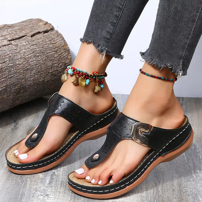 Non-slip wedge sandals with soft upper material by Krystina Trendify.