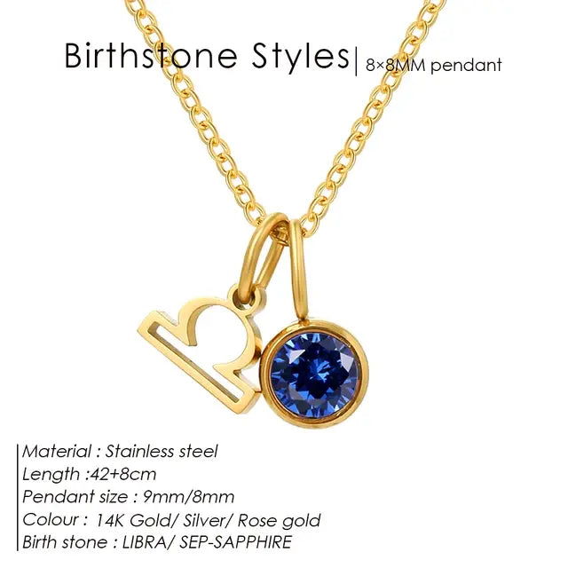 Birthstone Constellation Double Pendant Necklace by MANCO, elegant and cosmic charm