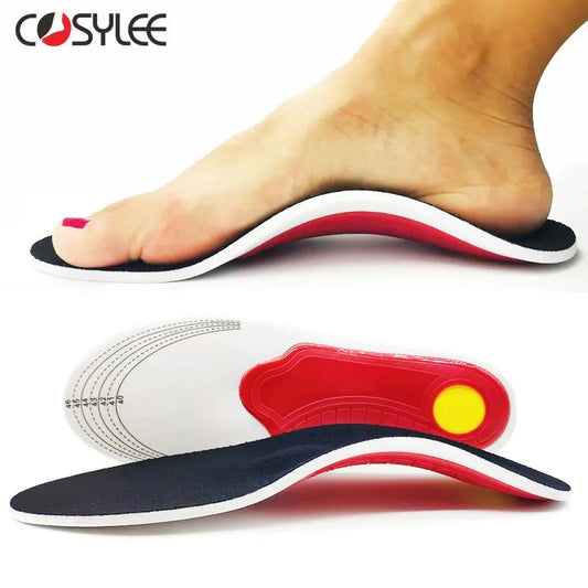 Orthotic sport insoles by COSYLEE with antibacterial protection and memory foam for foot support during sports activities.