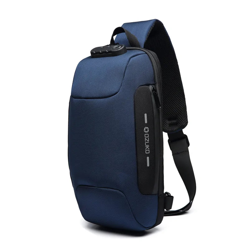 Multifunction anti-theft crossbody bag with hidden zippers, USB charging port, and sleek design.