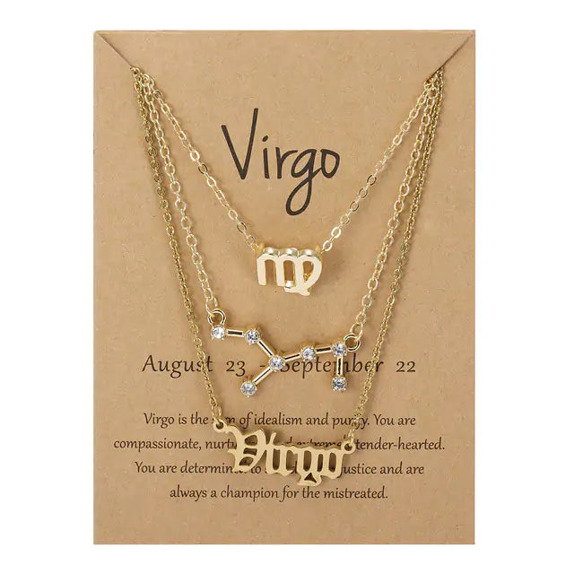 Stylish zodiac pendant necklace with a radiant gold finish by Krystina Trendify, perfect for astrology lovers.