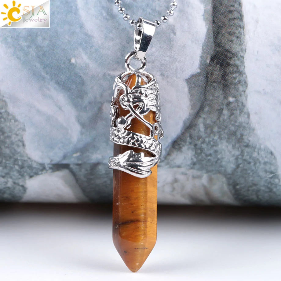 Quartz crystal necklaces for women, natural stone jewelry, healing energy pendants.