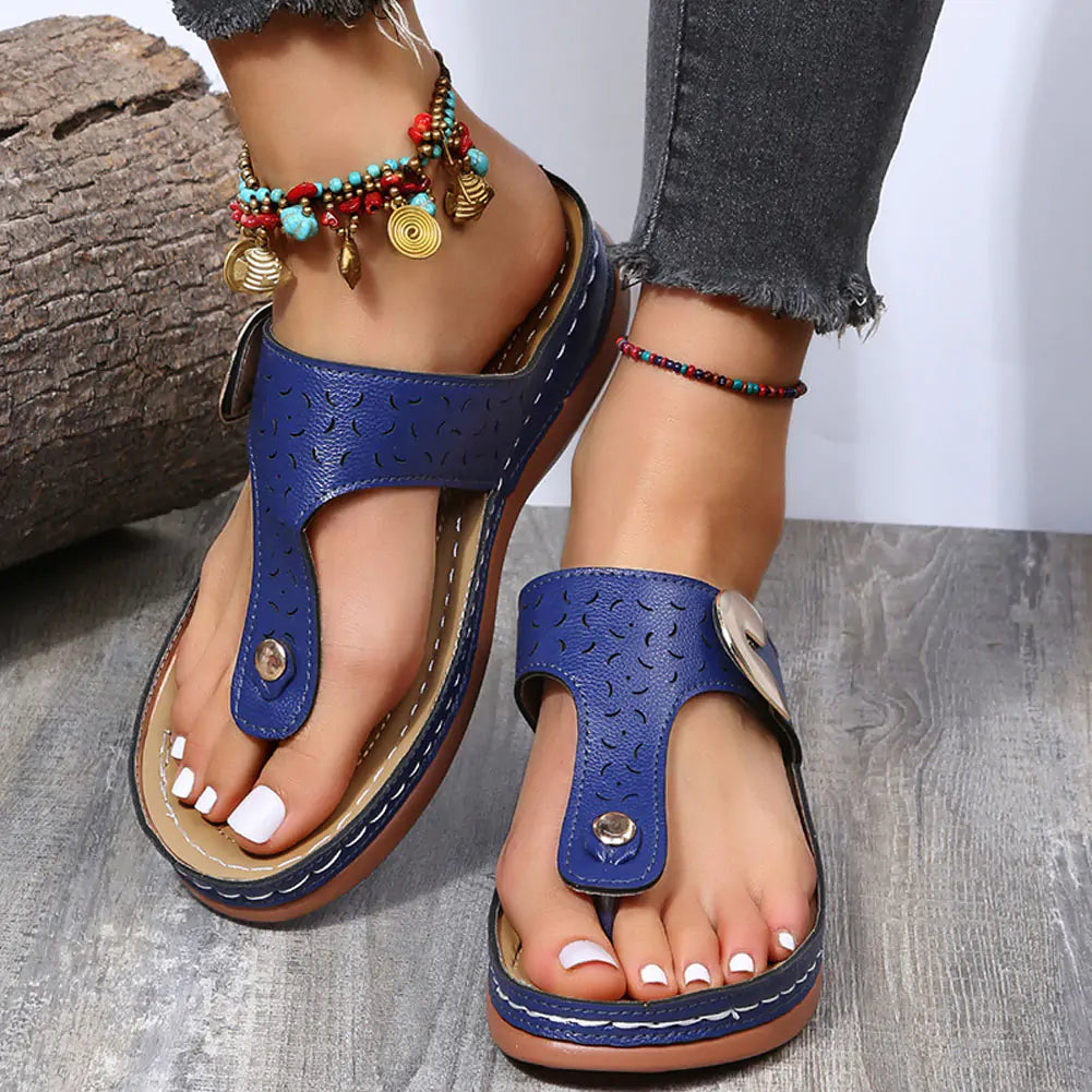 Non-slip wedge sandals with soft upper material by Krystina Trendify.