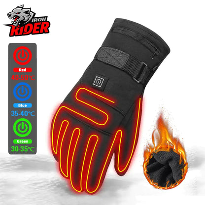 Heated motorcycle gloves by Krystina Trendify with adjustable heat settings for cold weather riding.