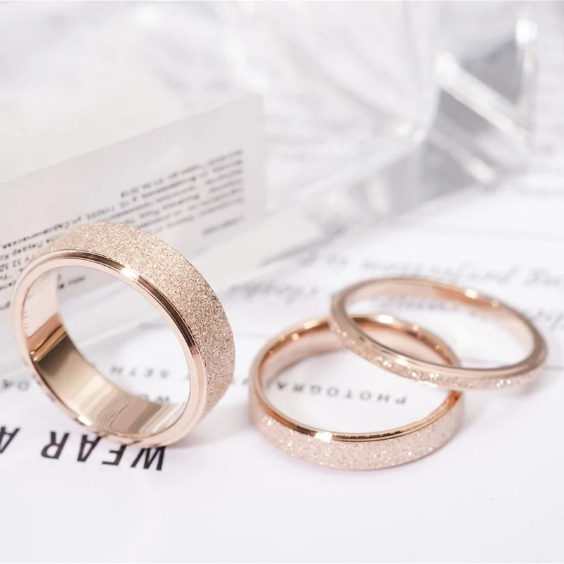 Frosted Rose Gold Rings for weddings or everyday wear with elegance and sophistication