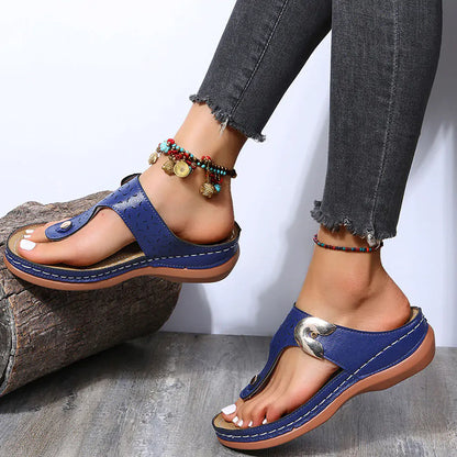 Non-slip wedge sandals with soft upper material by Krystina Trendify.