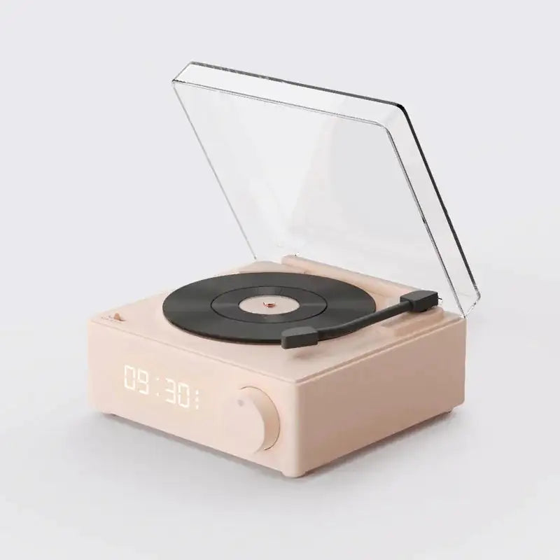 Retro Bluetooth speaker by Krystina Trendify with vintage turntable design and modern tech features.