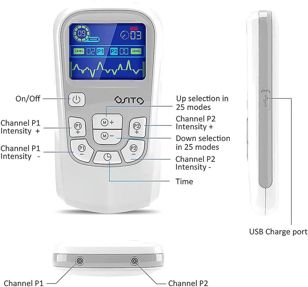 EMS electric muscle stimulator for targeted muscle stimulation, workout enhancement, and recovery.