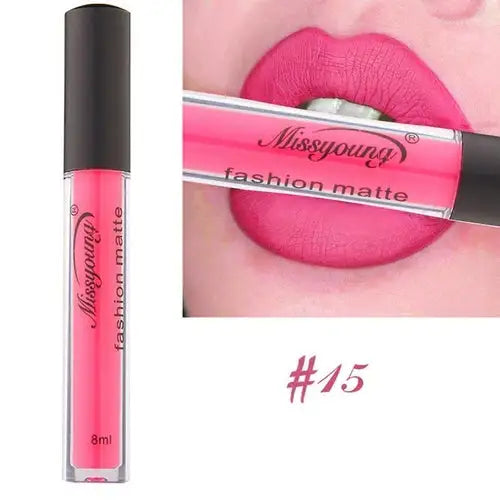 Missyoung Brand Makeup Matte Lipstick with rich pigment and long-lasting wear for a bold look.
