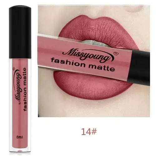 Missyoung Brand Makeup Matte Lipstick with rich pigment and long-lasting wear for a bold look.
