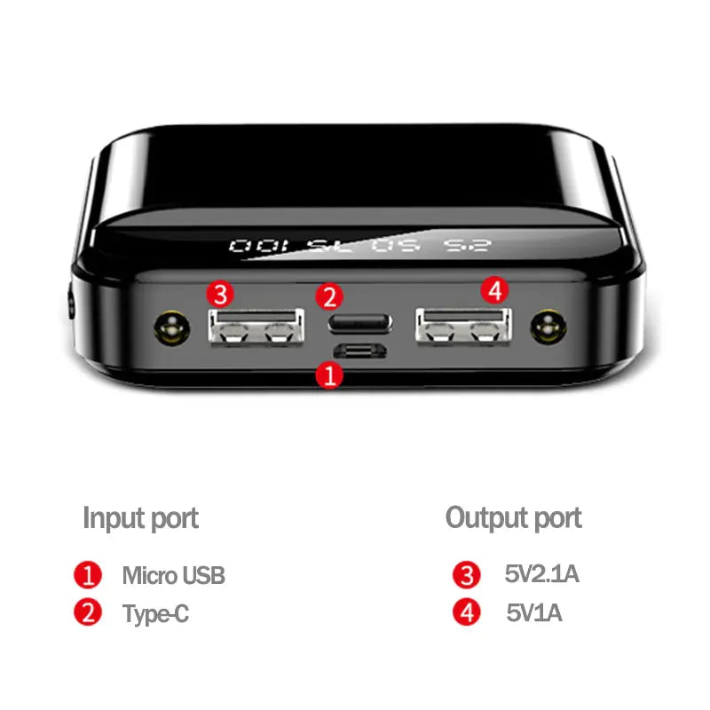 30000mAh portable power bank with Type-C, LED display, and compatibility with iPhone, Xiaomi, Huawei, and more.