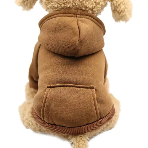 Soft fleece dog hoodie, warm pet sweatshirt, cozy hooded dog sweater.