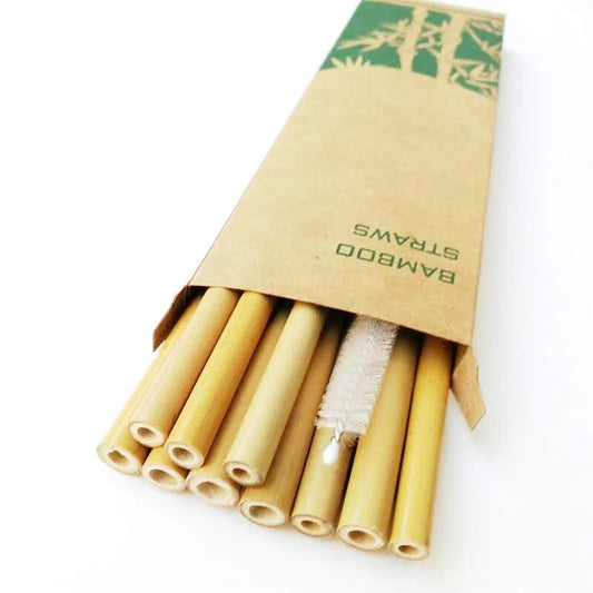 Natural organic bamboo straw, eco-friendly, reusable, and biodegradable