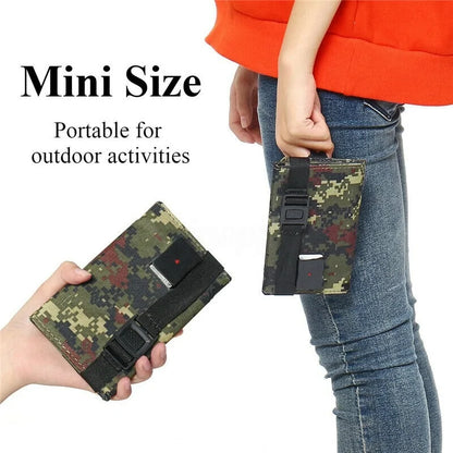 Waterproof foldable solar panel, compact and durable, ideal for charging devices during outdoor activities or emergencies.