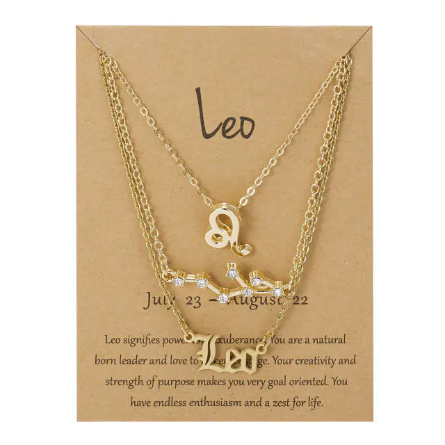 Stylish zodiac pendant necklace with a radiant gold finish by Krystina Trendify, perfect for astrology lovers.