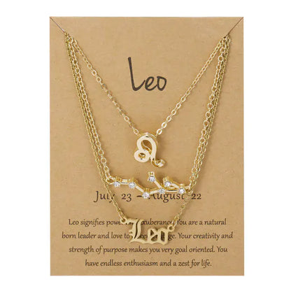 Stylish zodiac pendant necklace with a radiant gold finish by Krystina Trendify, perfect for astrology lovers.