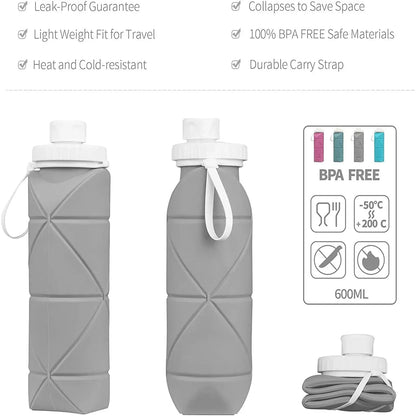 Krystina Trendify foldable silicone water bottle, BPA-free and heat-resistant for convenient hydration.