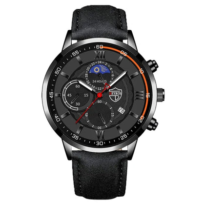 Men’s casual leather watch with quartz movement