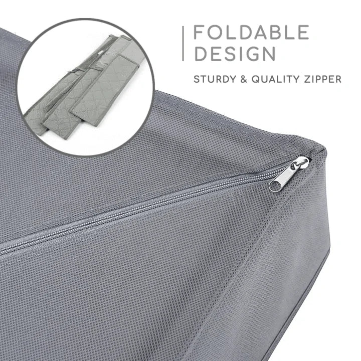 Foldable closet organizer by Krystina Trendify, compact and washable, perfect for maximizing space and keeping clothes neat.