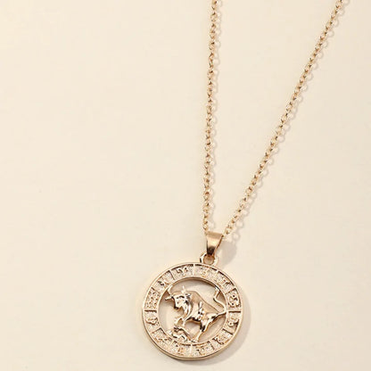 Fortune Zodiac Necklace with a bold copper pendant and link chain