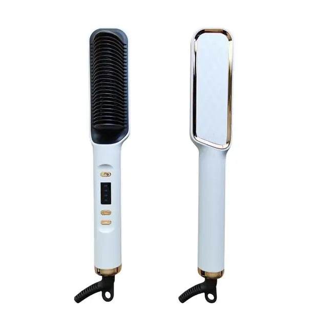 3-in-1 Straightening & Curly Iron Brush for sleek hair and voluminous curls