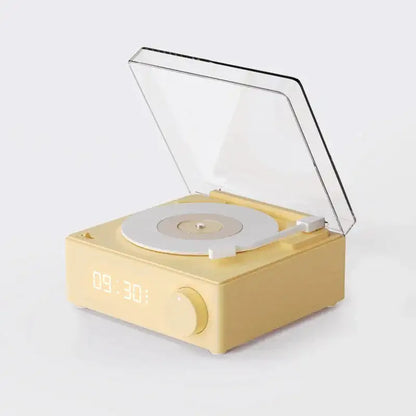 Retro Bluetooth speaker by Krystina Trendify with vintage turntable design and modern tech features.