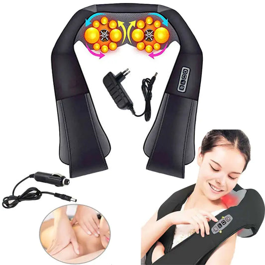 Advanced Neck Massager offering deep tissue therapy, heat settings, and portability for relaxation.