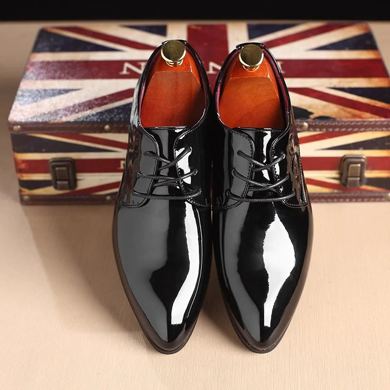 Glossy Oxford Leather Shoes by Krystina Trendify, crafted from premium leather with durable rubber soles for timeless sophistication.