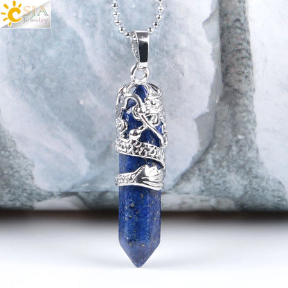 Quartz crystal necklaces for women, natural stone jewelry, healing energy pendants.