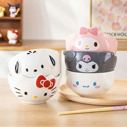 Adorable Hello Kitty & My Melody cartoon ceramic bowl by Krystina Trendify