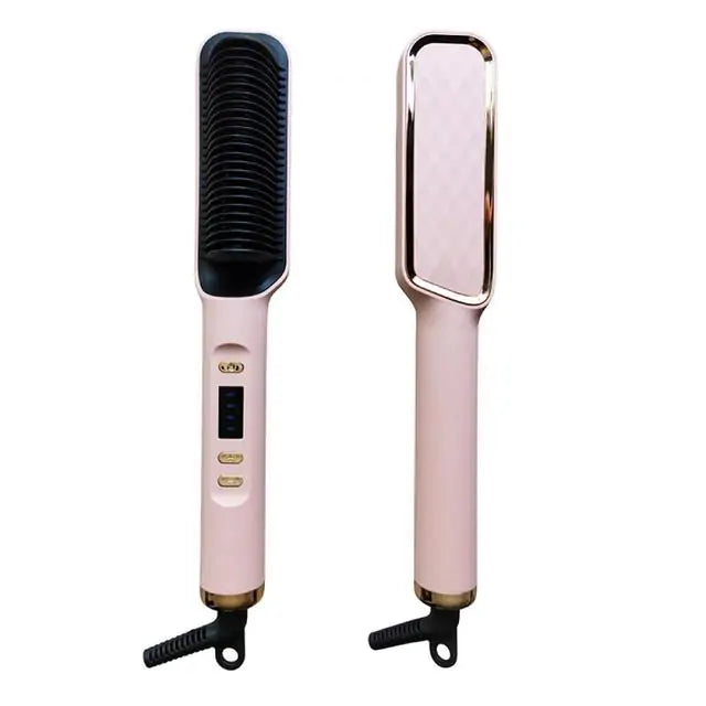 3-in-1 Straightening & Curly Iron Brush for sleek hair and voluminous curls