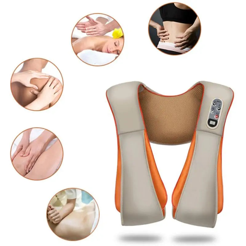 Electric Heating Neck Massager with adjustable heat and vibration for soothing neck pain and stress relief.