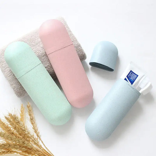 Compact toothpaste and toothbrush organizer for travel by Krystina Trendify