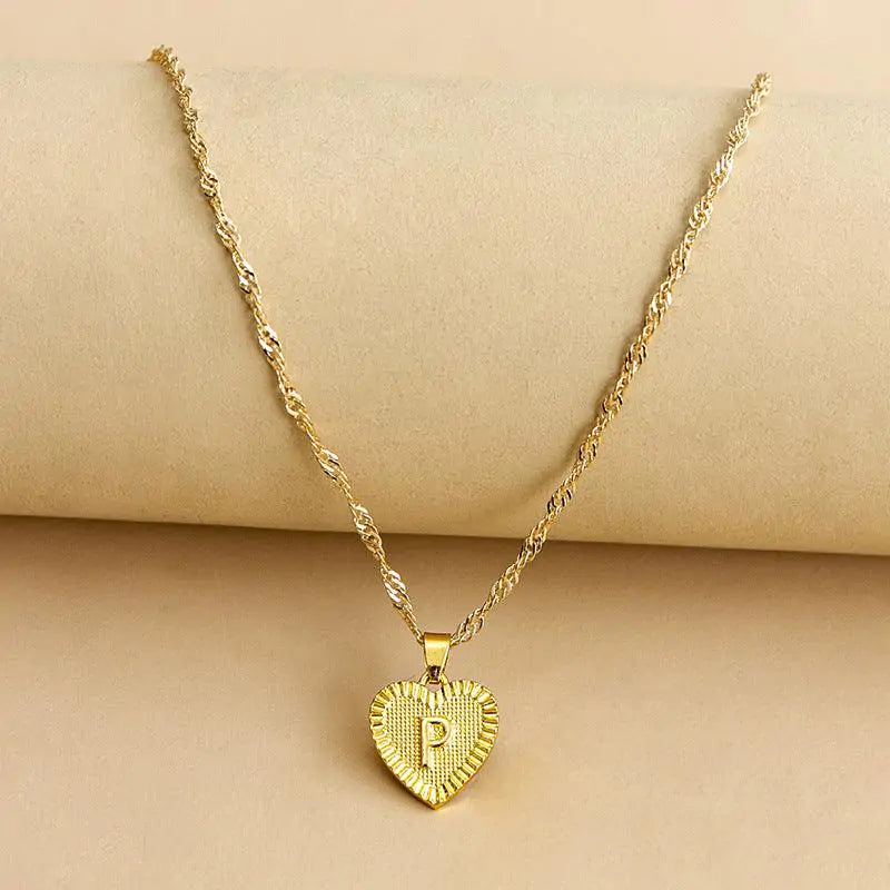 Initial Letter Heart Pendant Necklace – Personalized & Elegant Jewelry