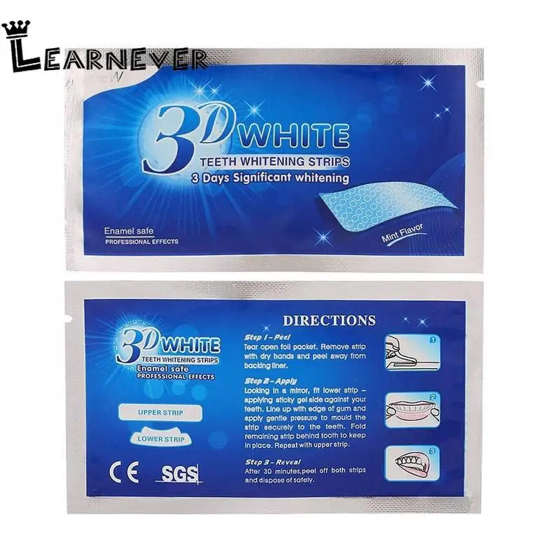 14Pcs 3D White Gel Whitening Strips for a confident, brighter smile.
