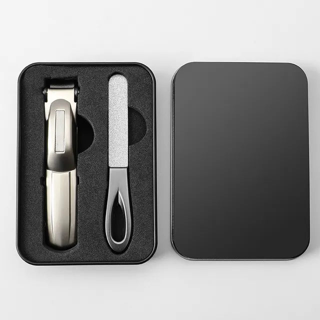 Stainless steel manicure kit by OURINER, featuring high-quality tools for precise trimming, shaping, and nail care for professional results.