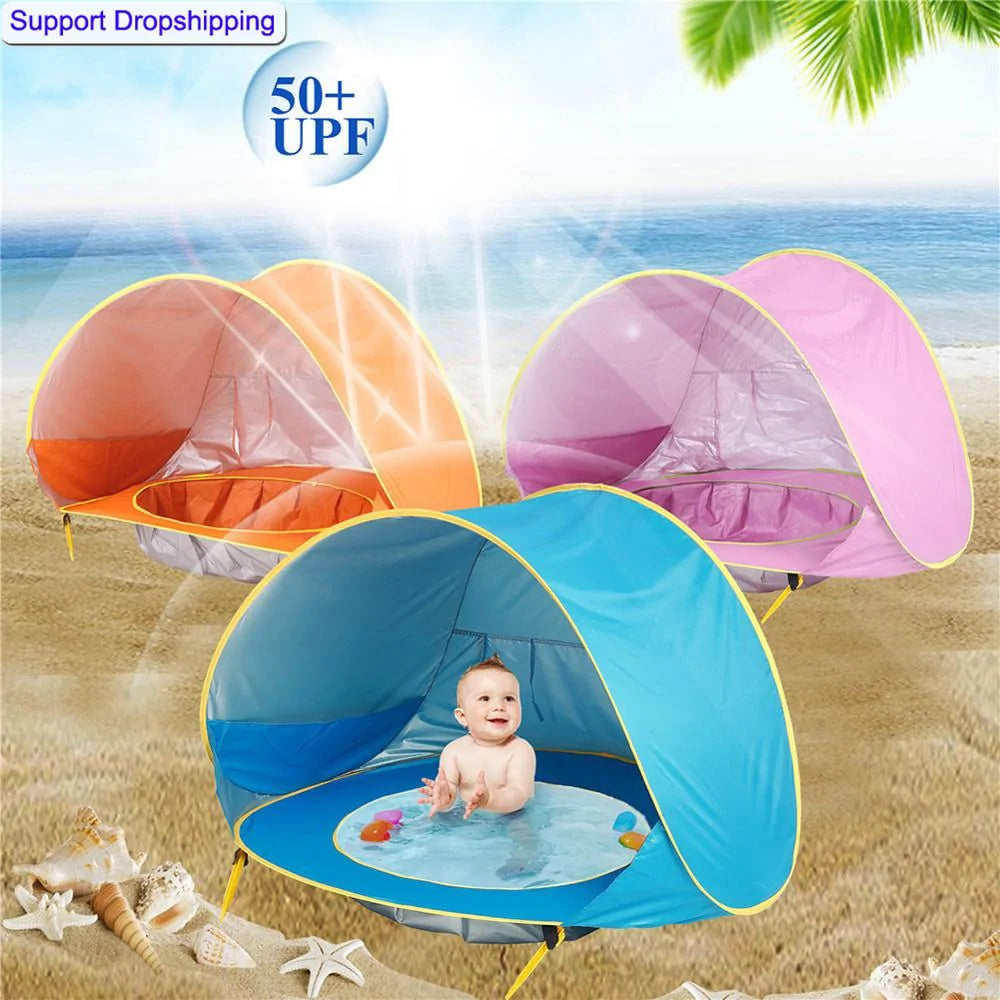 Pop-up beach tent by Krystina Trendify with UV shield and pool for kids