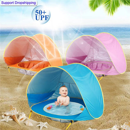 Pop-up beach tent by Krystina Trendify with UV shield and pool for kids