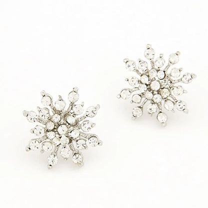 Crystal Snowflake Stud Earrings with intricate designs and dazzling crystals