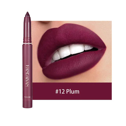 12 Color Matte Lipstick Pen by HANDAIYAN, waterproof and long-lasting for bold, flawless lips.