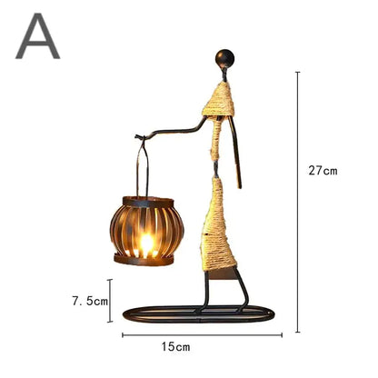 Little Man Candle Holder made of durable iron, featuring a minimalist and abstract design, ideal for adding charm and style to any room.