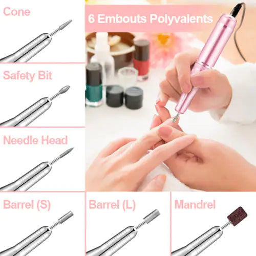 Professional nail drill by Krystina Trendify with up to 35,000 RPM, 10-hour battery, and quiet, vibration-free operation for flawless manicures.