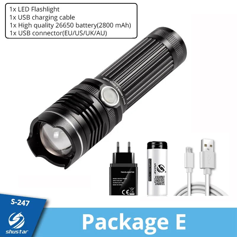 Rechargeable LED Flashlight – Compact & Durable for Outdoors