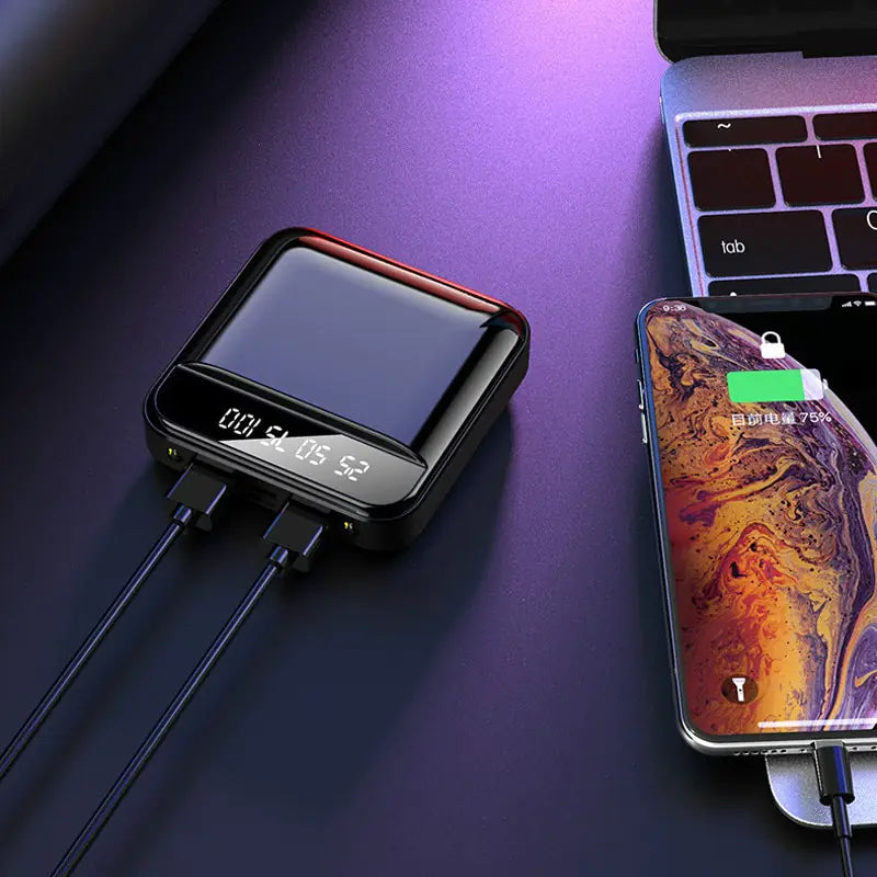 30000mAh portable power bank with Type-C, LED display, and compatibility with iPhone, Xiaomi, Huawei, and more.