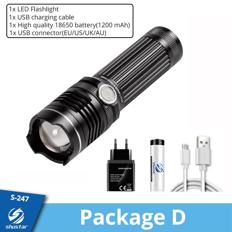 Rechargeable LED Flashlight – Compact & Durable for Outdoors