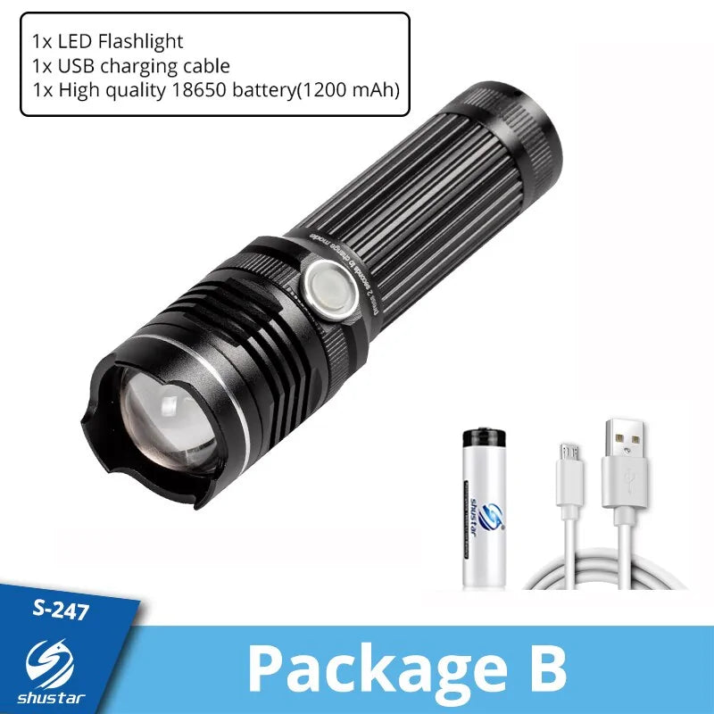 Rechargeable LED Flashlight – Compact & Durable for Outdoors