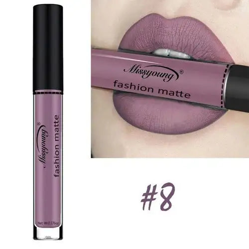 Missyoung Brand Makeup Matte Lipstick with rich pigment and long-lasting wear for a bold look.
