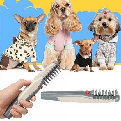 Electric pet grooming brush for a shiny, healthy coat with quiet and gentle grooming