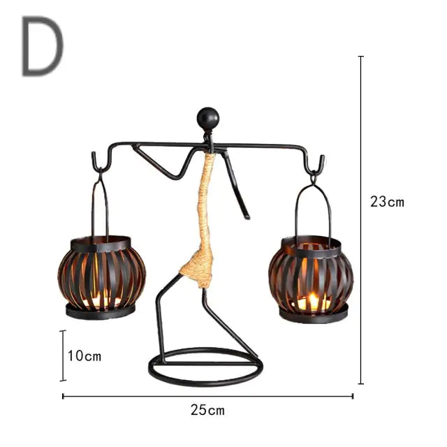 Little Man Candle Holder made of durable iron, featuring a minimalist and abstract design, ideal for adding charm and style to any room.