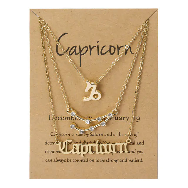 Stylish zodiac pendant necklace with a radiant gold finish by Krystina Trendify, perfect for astrology lovers.